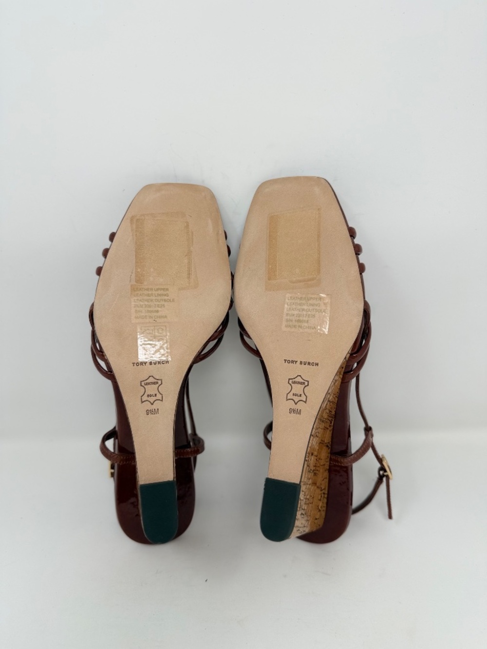 New Tory Burch Multi Strap Wedge Sandal Russet Brown Sz US 9.5 - Picture 13 of 13